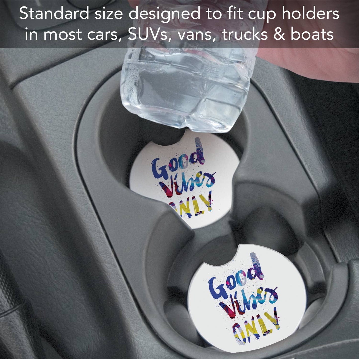 "Good Vibes" Absorbent Stone Car Coaster 1pk