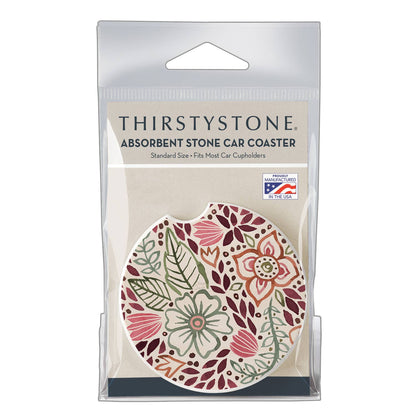 "Floralscape" 1pk Absorbent Stone Car Coaster