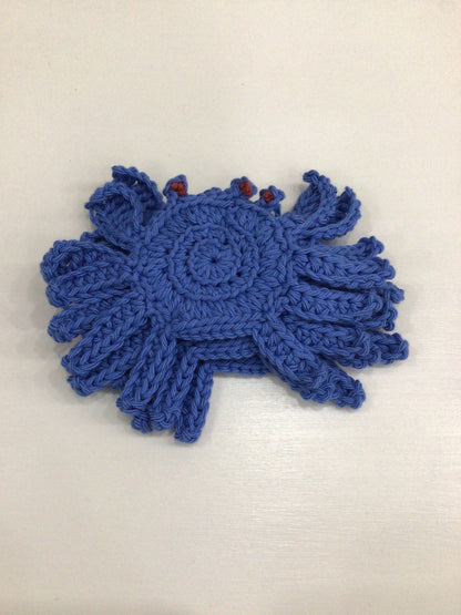 Hand Crocheted Set Of 4 Crab Coasters