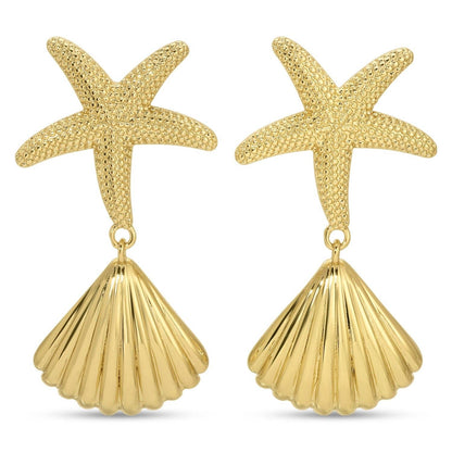 Starfish and Shell Statement Earrings