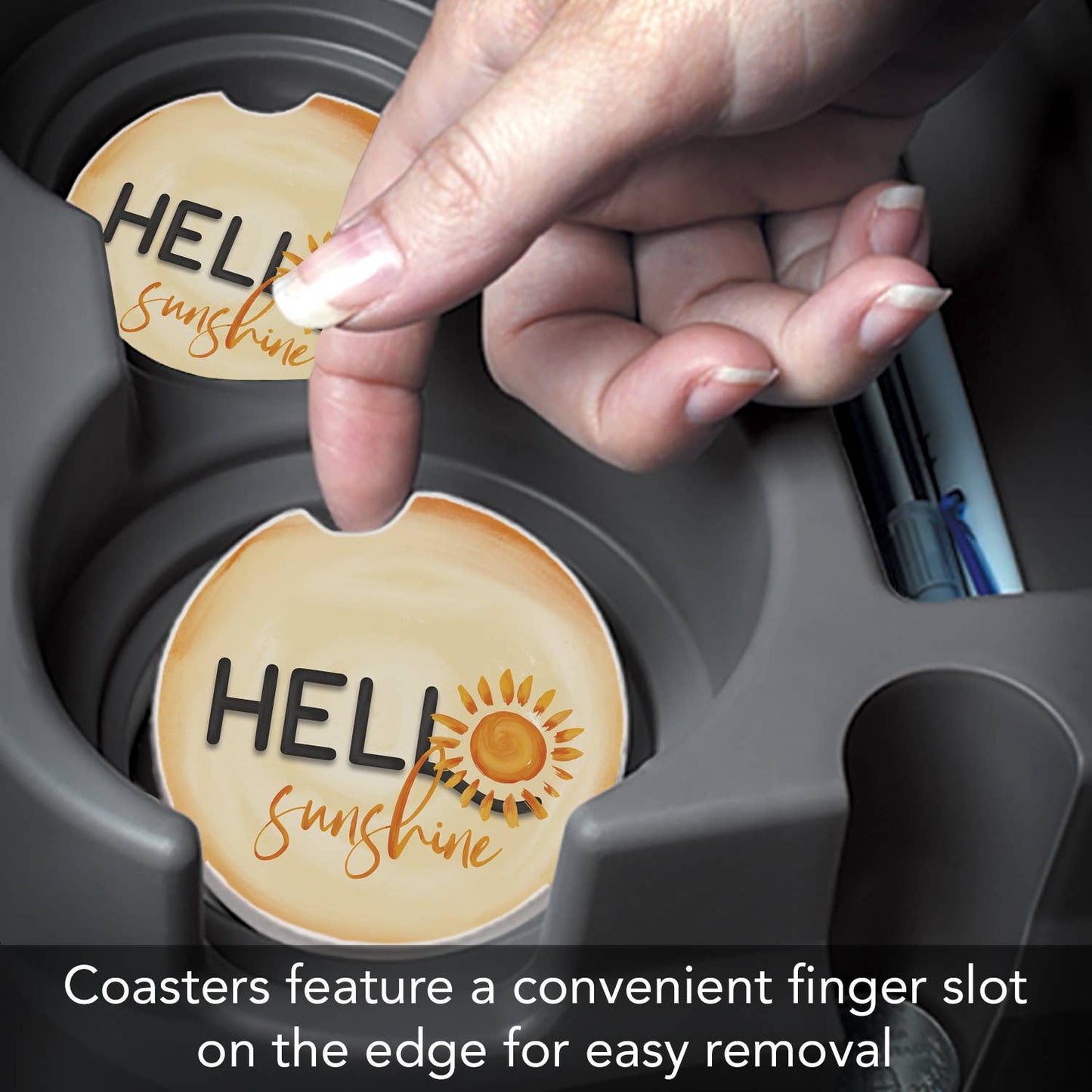 Hello Sunshine Absorbent Stone Car Coaster 1 Pk