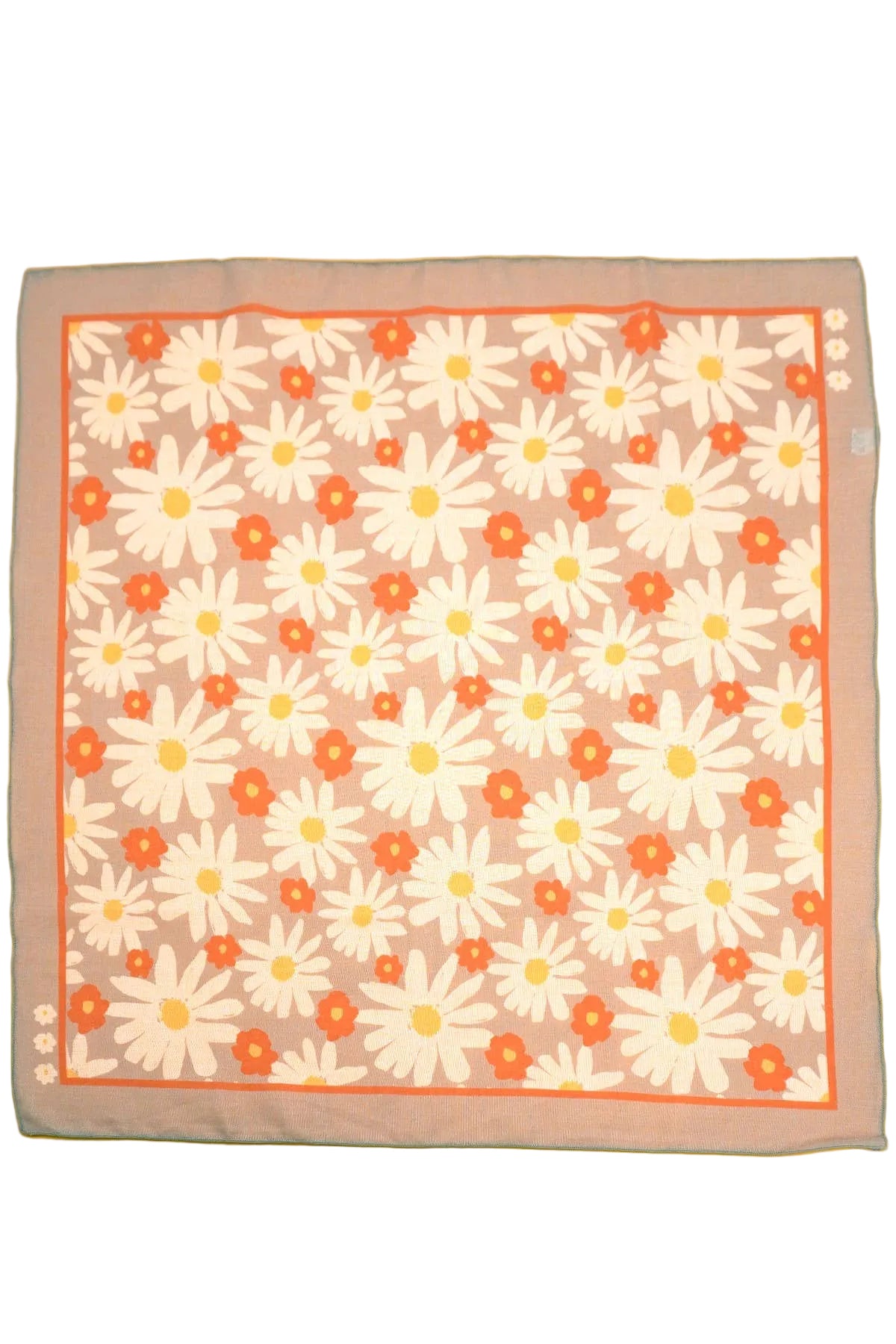 Daisy Print Silky Feel Bandana Scarf