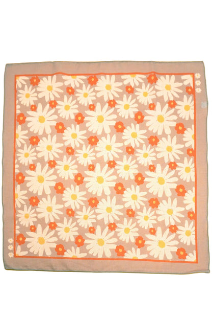 Daisy Print Silky Feel Bandana Scarf