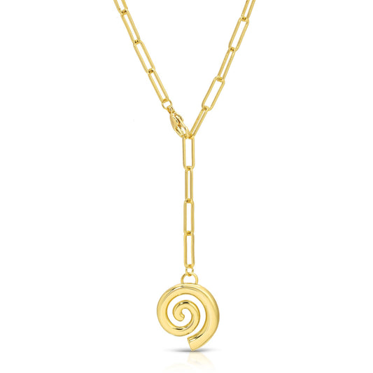 Adjustable Lariat Swirl Pendant Necklace