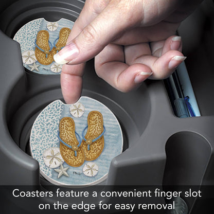 Key Largo Sandals Absorbent Stone Car Coaster 1 Pk