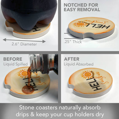 Hello Sunshine Absorbent Stone Car Coaster 1 Pk