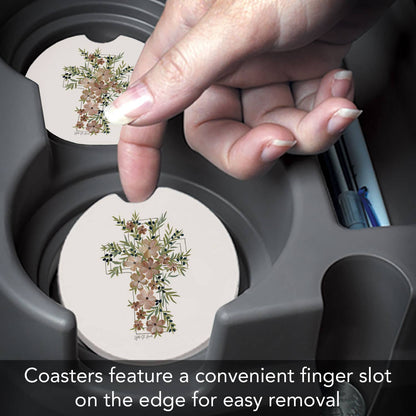 "Floral Faith" Single Packaged Stone Car Coaster