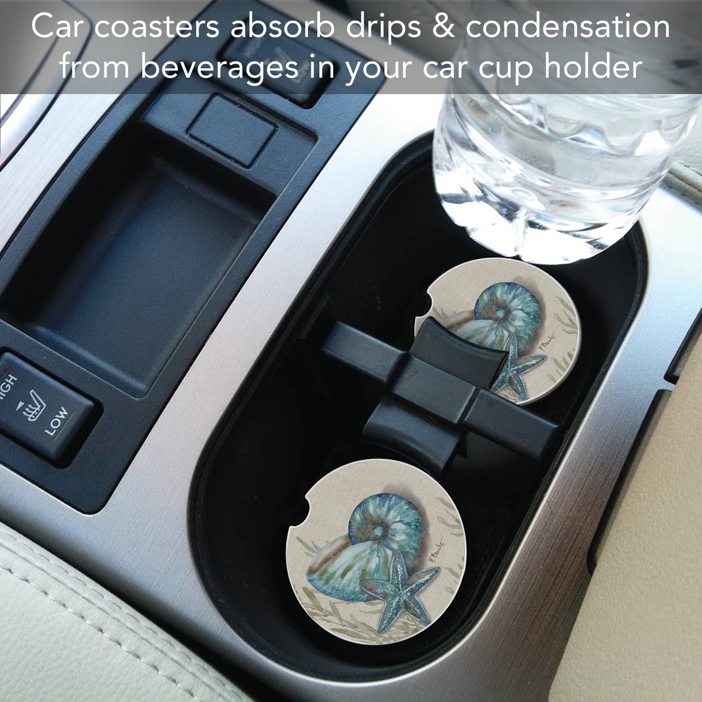 "Crescent Conch" 1pk Single Absorbent Stone Car Coaster