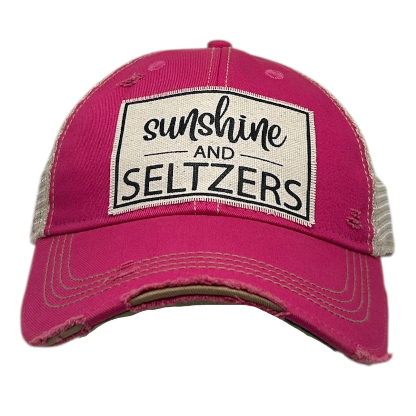 "Sunshine & Seltzers" Distressed Trucker Hat
