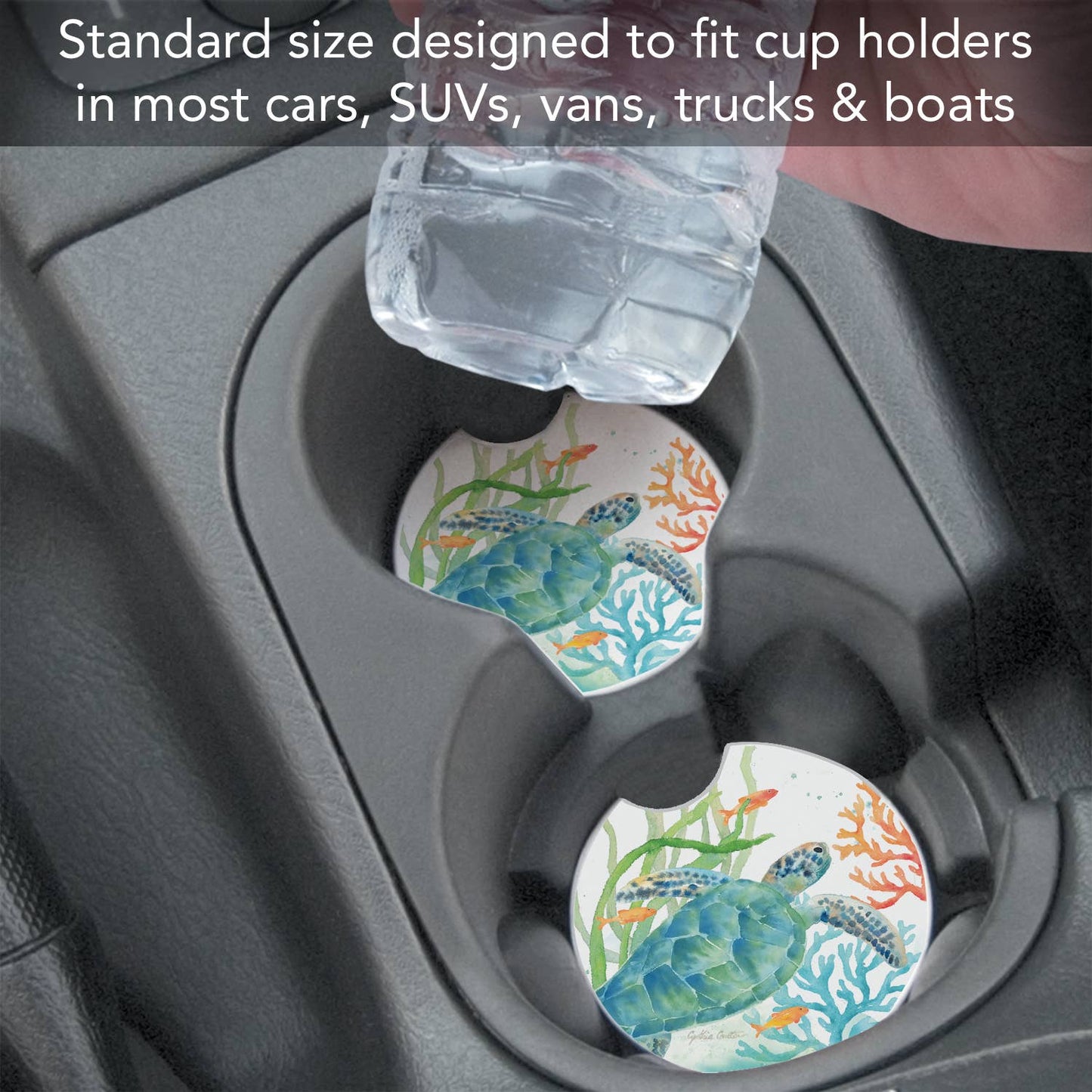 Sea Life Serenade Absorbent Stone Car Coaster 1 Pack