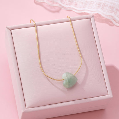 Natural Stone Heart Charm Necklace