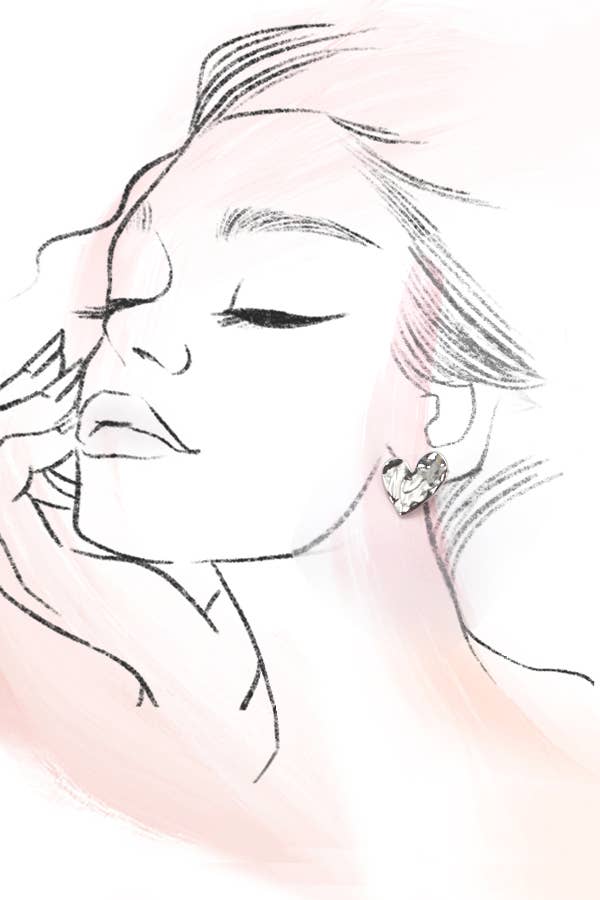 Hammered Heart Studs