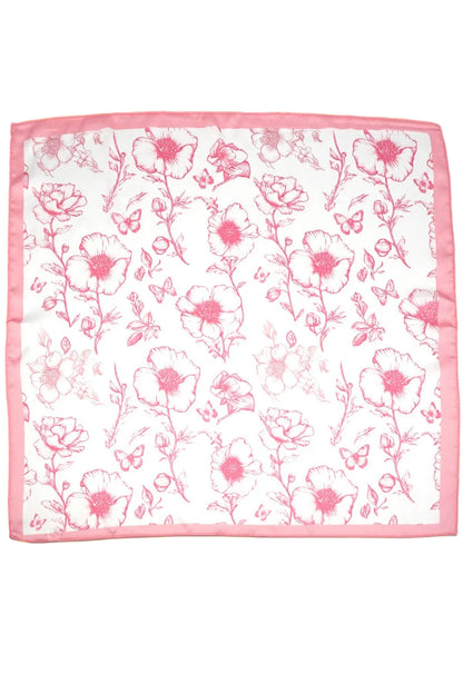 Pink Petite Flower Print Silky Feel Bandana Scarf