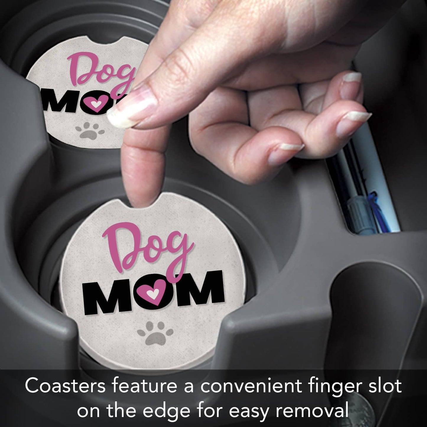 Dog Mom Absorbent Stone Car Coaster 1 Pk