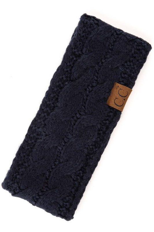 Navy Cable Knit Solid Headband
