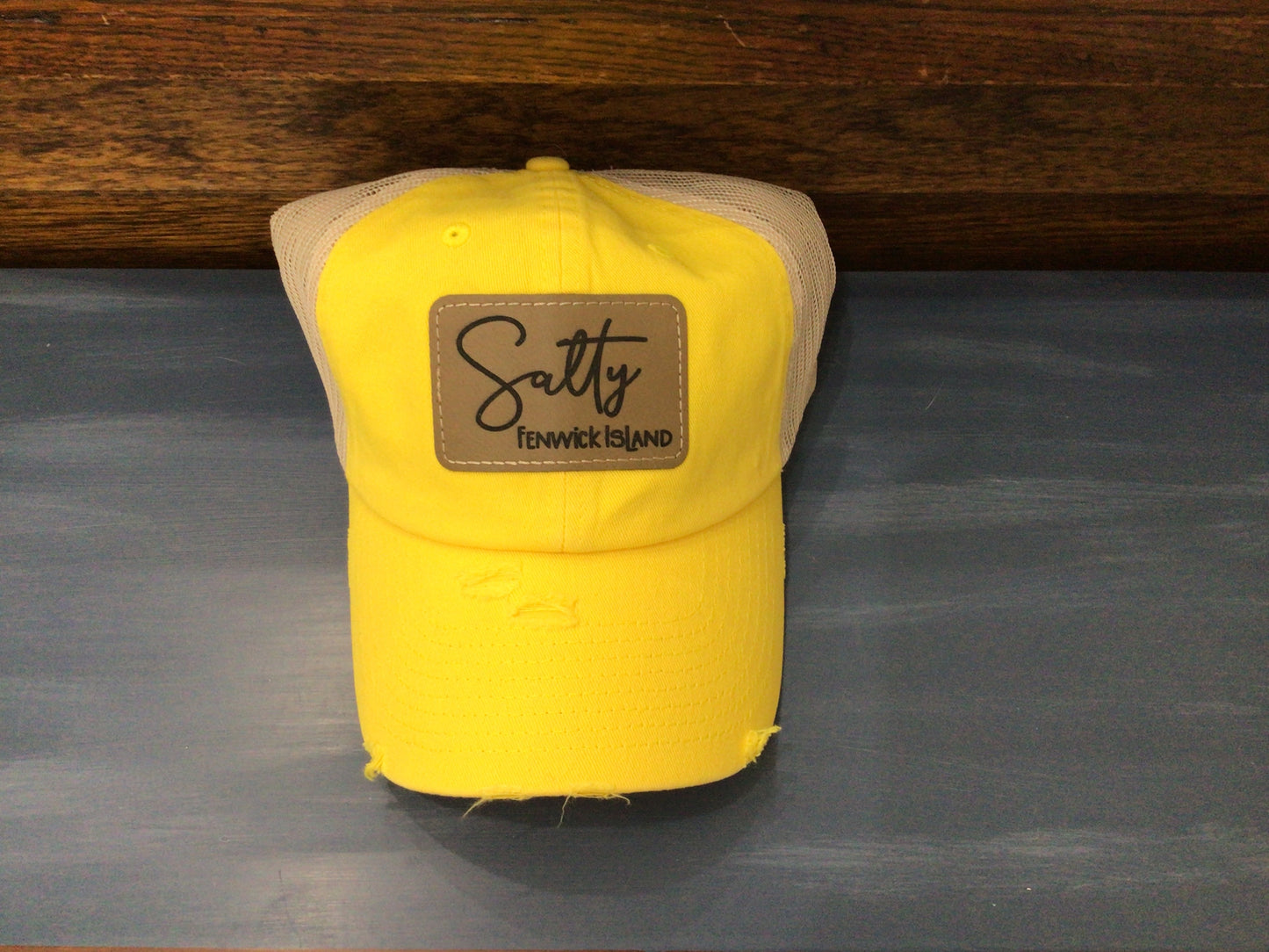 Yellow Salty Fenwick Island Leather Patch Hat