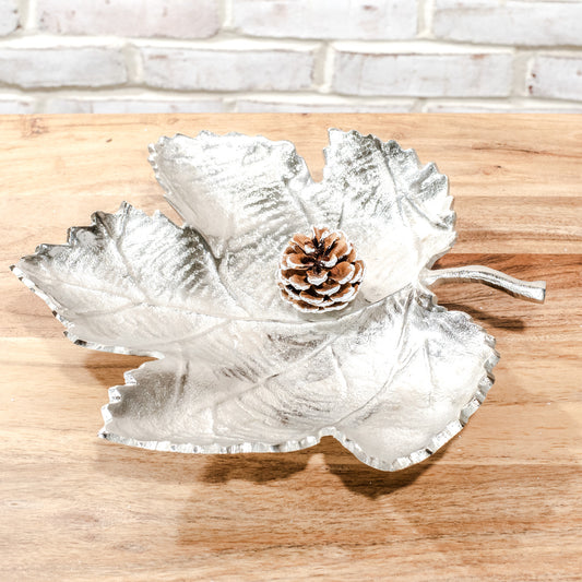 13" Silver Leaf Serving Tray