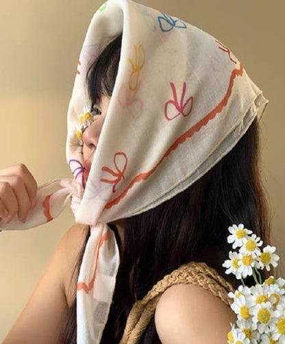 Multi Color Bow Print Bandana Scarf