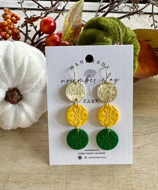 Green & Gold Boho Circles w/Gold Circle Dangle