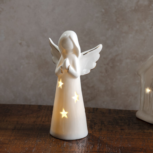 6.25"H LED CERAMIC ANGEL