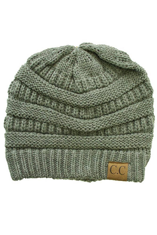 Dusty Gray Cable Knit Classic Beanie Winter Hat