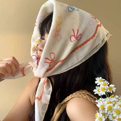 Multi Color Bow Print Bandana Scarf