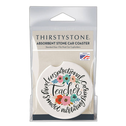 "Teacher Words" Absorbent Stone Car Coaster 1pk