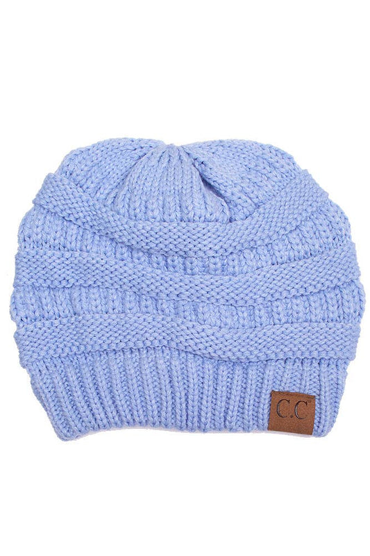 Pale Blue Cable Knit Classic Beanie Winter Hat