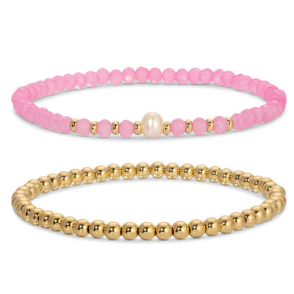 Beaded Duo Pearl Bracelet Set