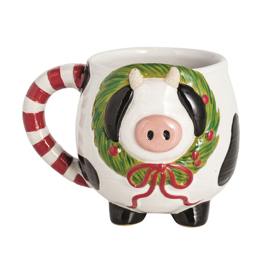 Cow Christmas Farm Mug