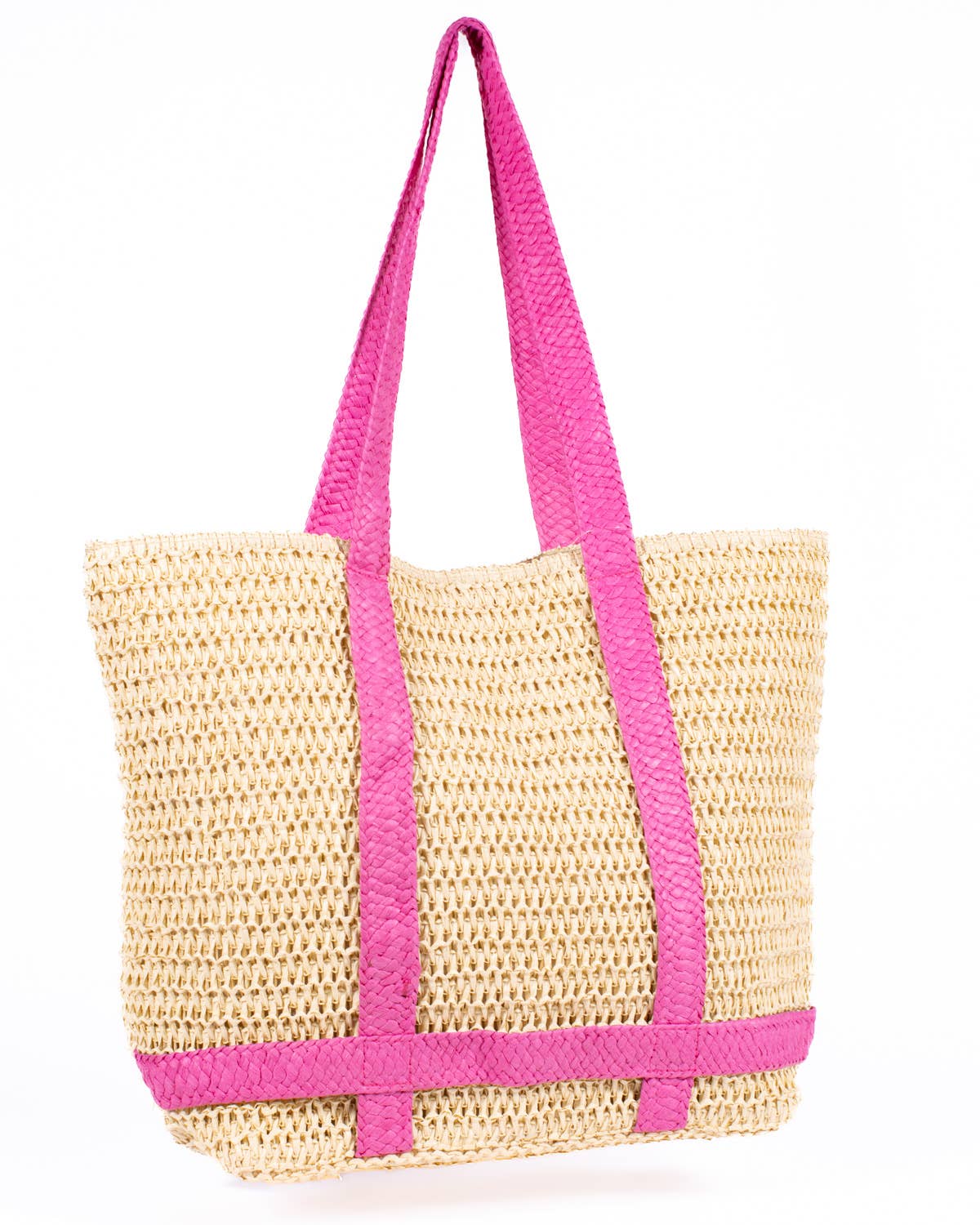 Natural/Hot Pink Brittney Beach Tote