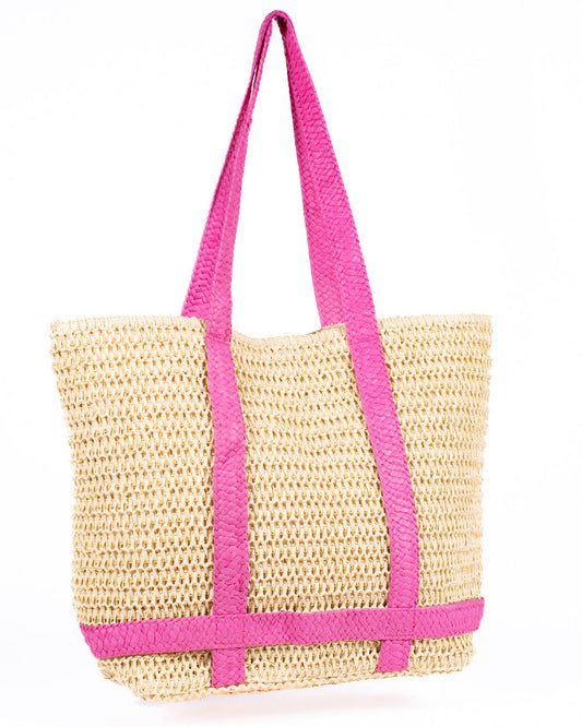 Natural/Hot Pink Brittney Beach Tote