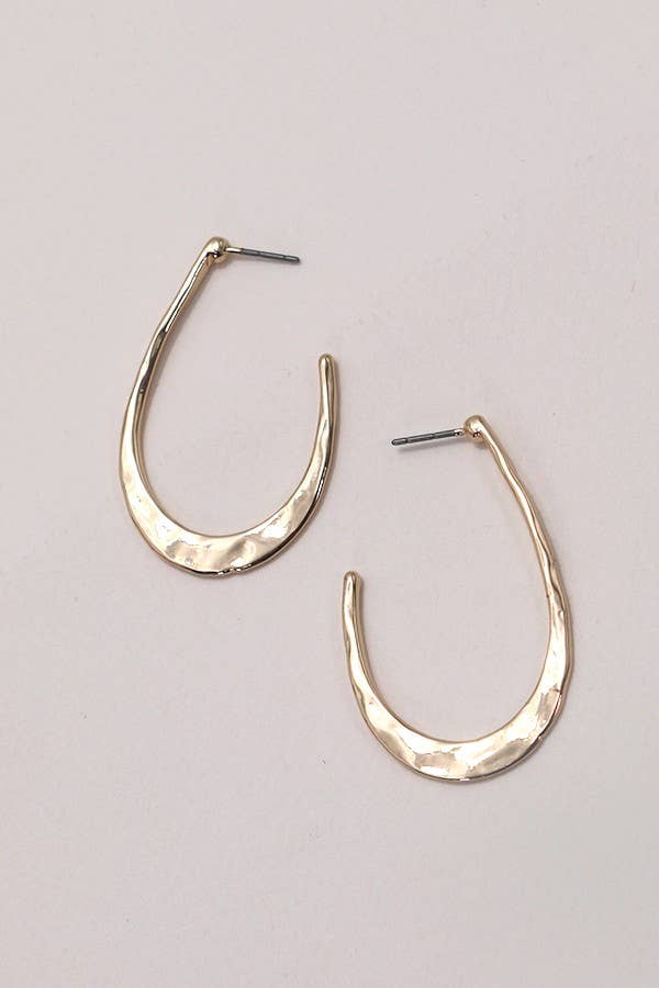 Hammered U Shape Hoop Drop Earring