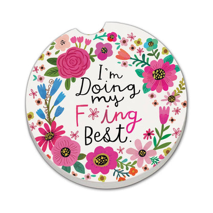 "Doing My Best" Absorbent Stone Car Coaster 1pk