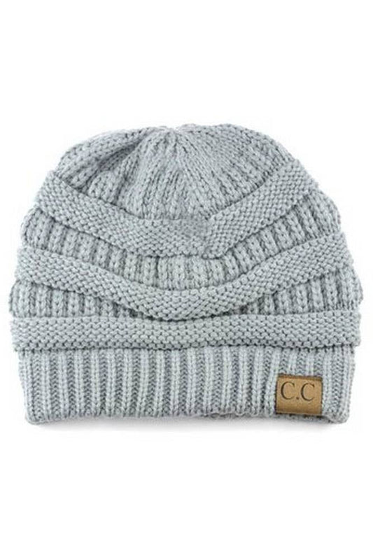 Natural Gray Cable Knit Classic Beanie Winter Hat
