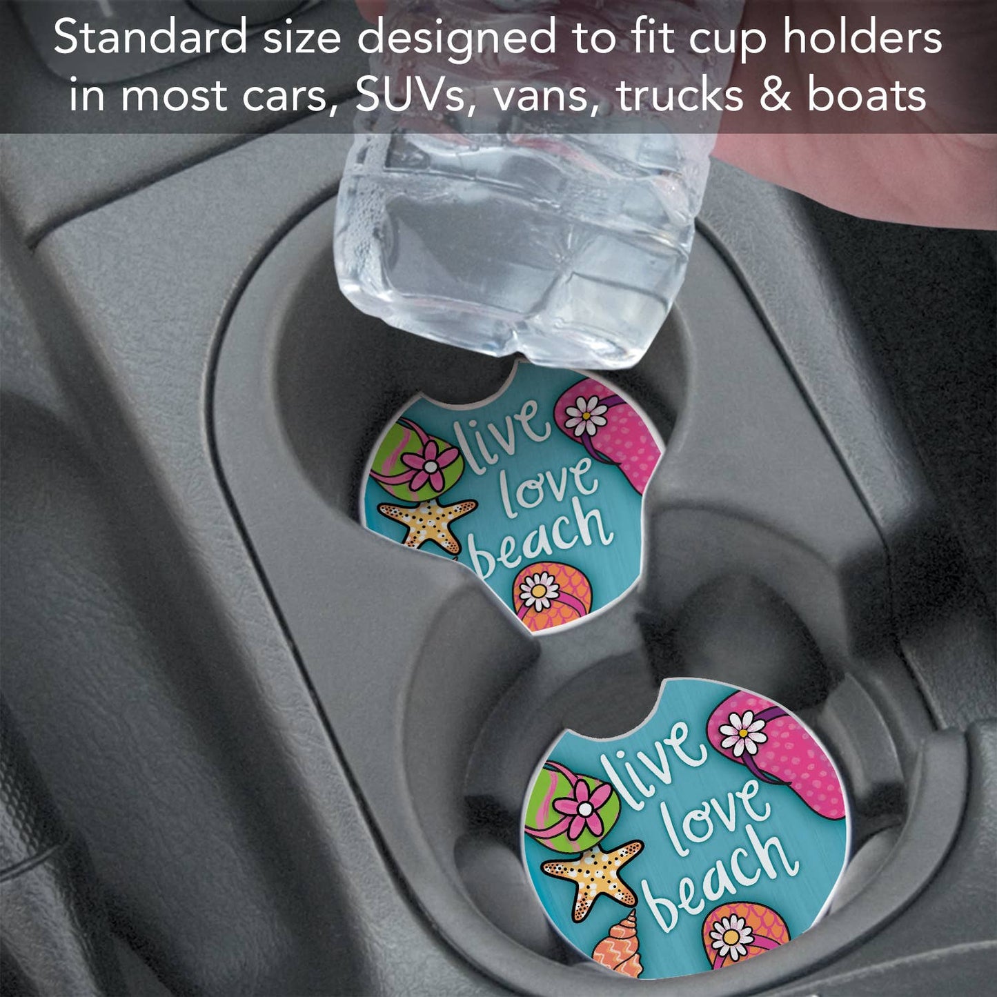 "Live Love Beach" 1-Pack Absorbent Stone Car Coaster