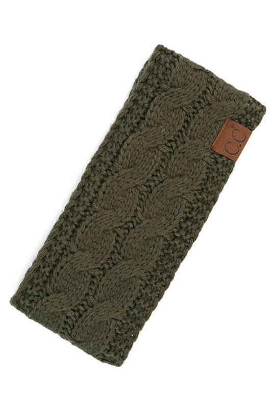 Moss Cable Knit Solid Headband