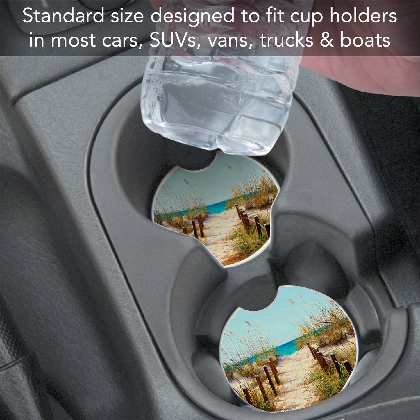 Path To The Ocean Absorbent Stone Car Coaster 1 Pk