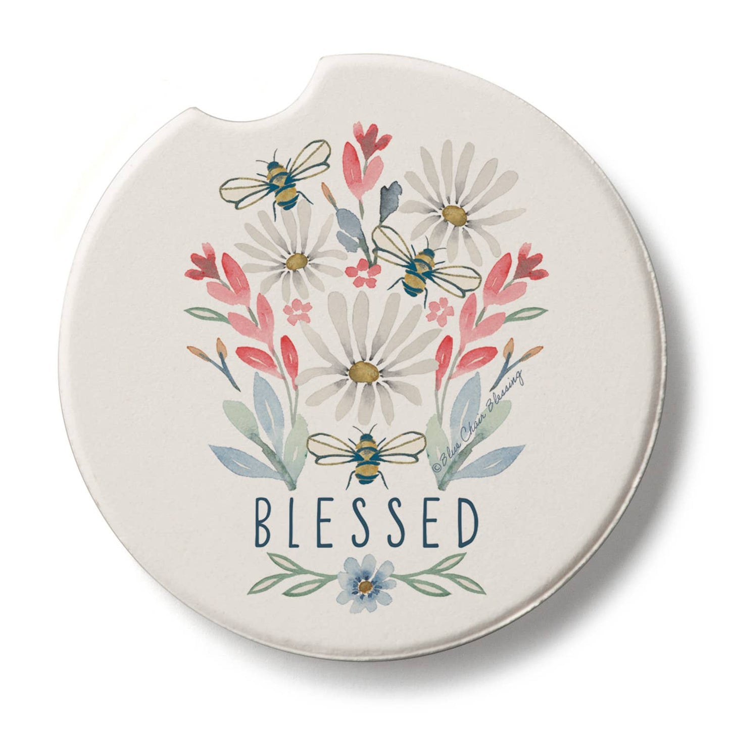 "Blessed Bouquet" Absorbent Stone Car Coaster 1pk