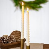 2 PC Ivory LED Twist Taper Candle