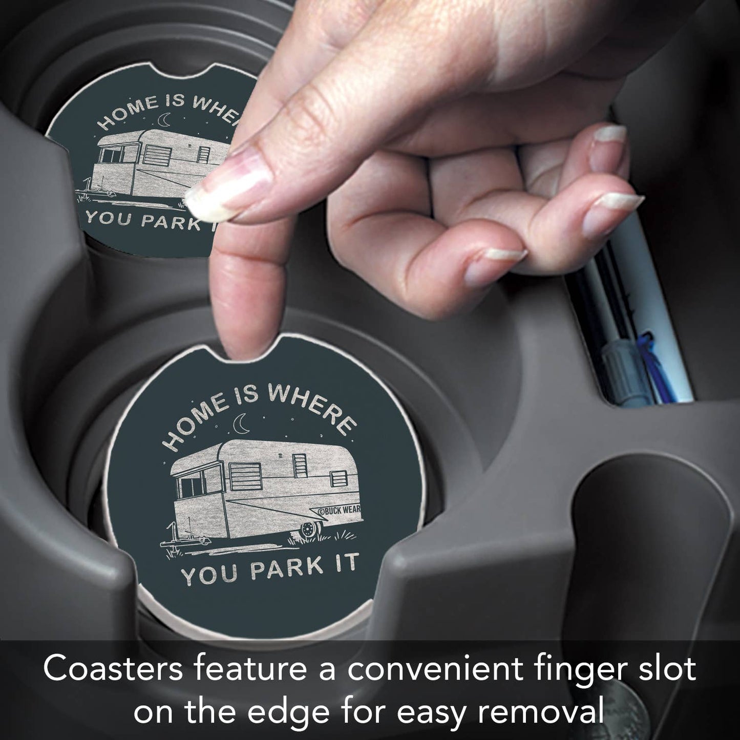 "Park It" Absorbent Stone Car Coaster 1pk