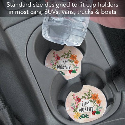 "I Am Worthy" 1 Pack Absorbent Stone Car Coaster