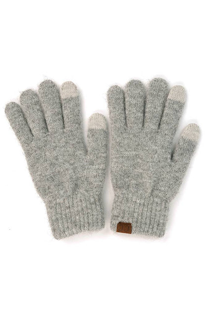 White Heather Knit Plain Gloves