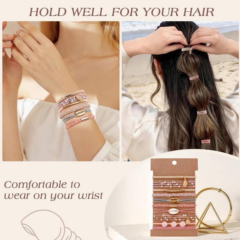 Cross Hair Tie Bracelet Set Elastic Hair Bands