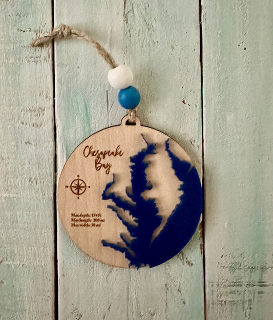 Embossed Dark Blue Chesapeake Bay Ornament