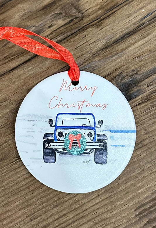 302 Jeep/Wreath Ornament
