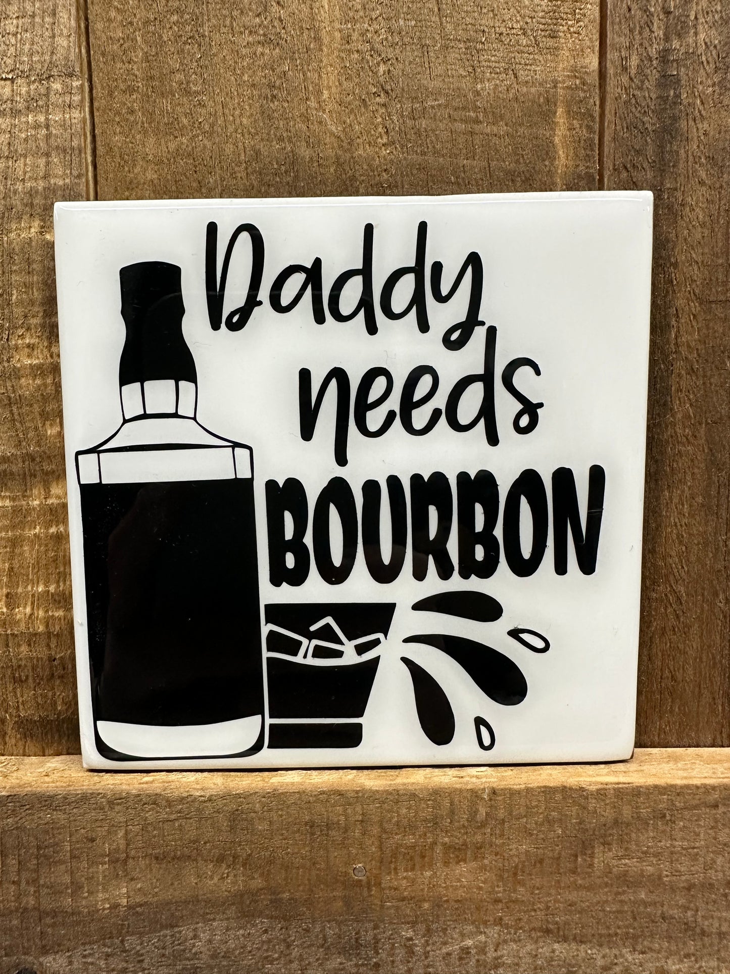 Funny Black & White Ceramic Tile Coaster (Lots of sayings to choose from.)