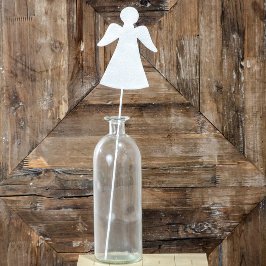 17.75 White Glitter Angel Stake