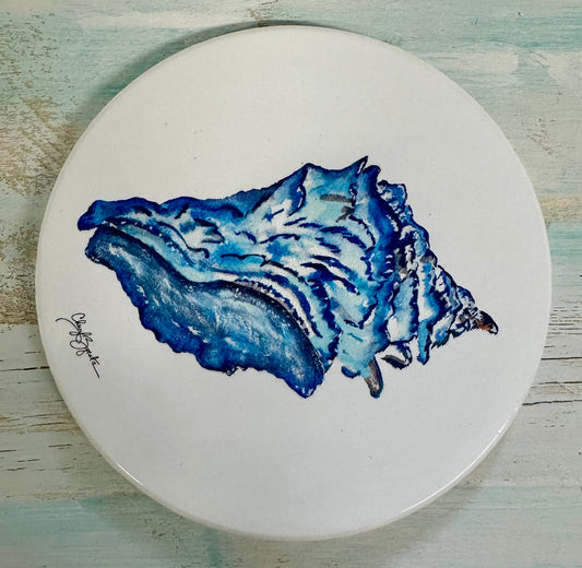Glossy Whelk Round Coaster by Cheryl Zapata Art