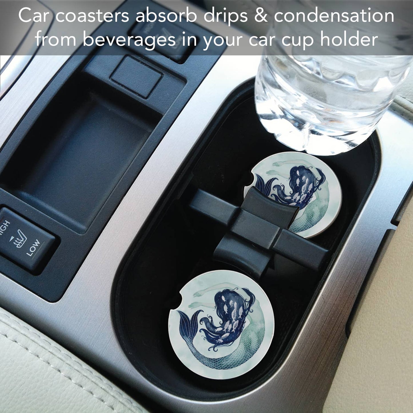 "Mermaid Scales" Absorbent Stone Car Coaster 1pk